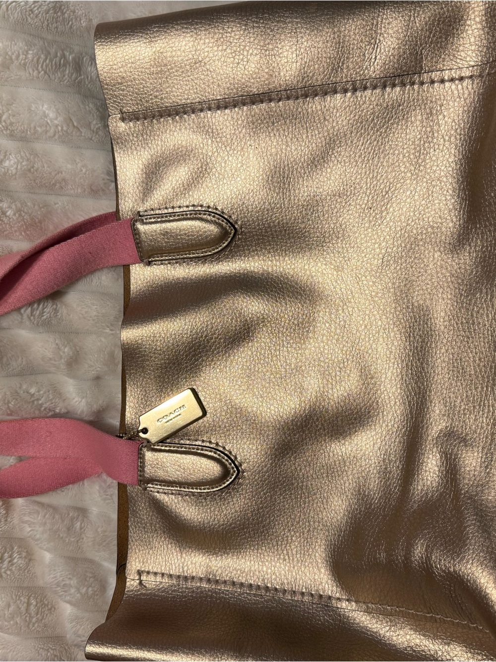 Coach Metallic Rose Tote with Pink Straps